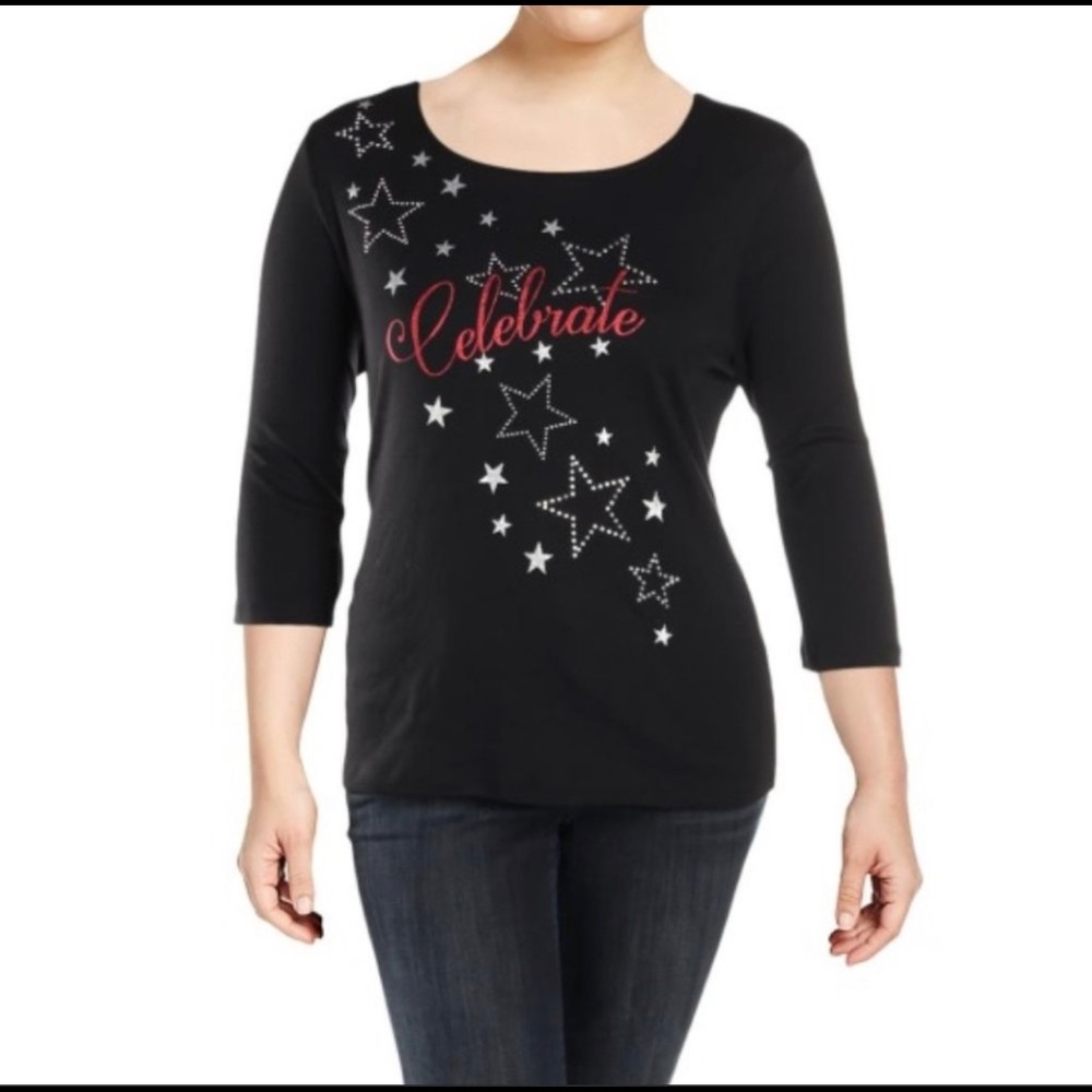 Karen Scott Holiday Top Celebrate Size XXL